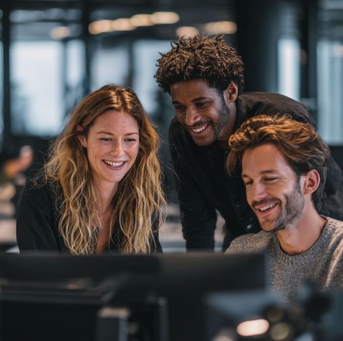 Team collaborating on website project